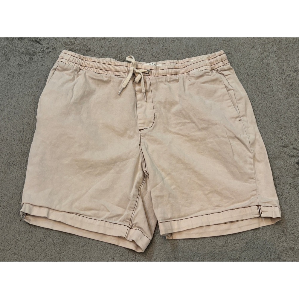 PacSun Volley Shorts Mens Medium Tan Khaki Elastic Waist Drawstring Stretch 6.5"